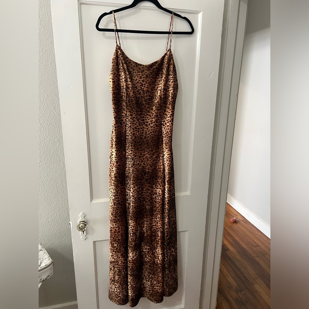 Dave and Johnny velvet leopard full length dress